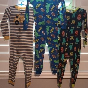 Boys 3T Cotton Zip Up Pajamas Bundle